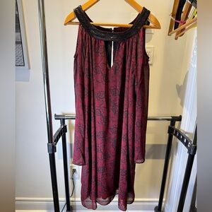 Michel Studio Red and Black Floral Dress